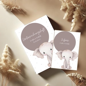U-Heft (Untersuchungsheft) und Impfpass Hülle Set, mit Tiermotiv Elefant und Punkten