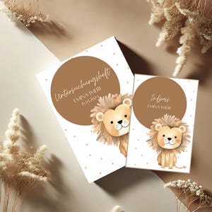 U-Heft (Untersuchungsheft) und Impfpass Hülle Set, mit Tiermotiv Löwe und Punkten