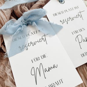 Sitzplatzkarten Trauung Kirche Reserviert für Mama Papa Oma Opa Sitzplatzreservierung, Platzkarten, Hochzeit, personalisiert