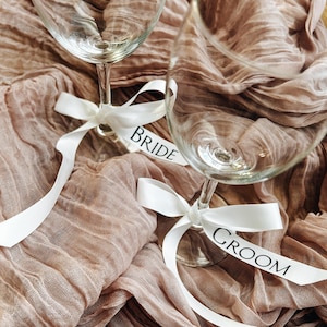 Sitzplatz Hochzeit Band, Schleife am Glas, Platzkarte, personalisierte Bänder für Feiern, Hochzeitstrend 2025