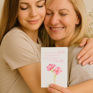 Muttertag Saatpapier Karte – Pflanzbare Grußkarte mit Blumenmotiv – Geschenk für Mama – Danke Mama Karte aus Samenpapier