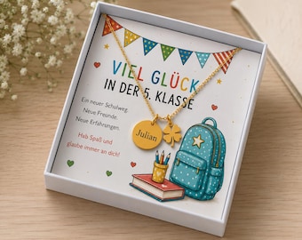 Personalisierte Kette zum Schulabschluss Grundschule | Geschenk 4. Klasse | Abschied Grundschule | Einschulung 5. Klasse