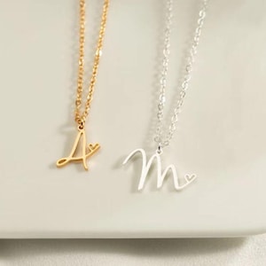 Collar personalizado mini con iniciales y cadena de letras DIY, dorado y plateado
