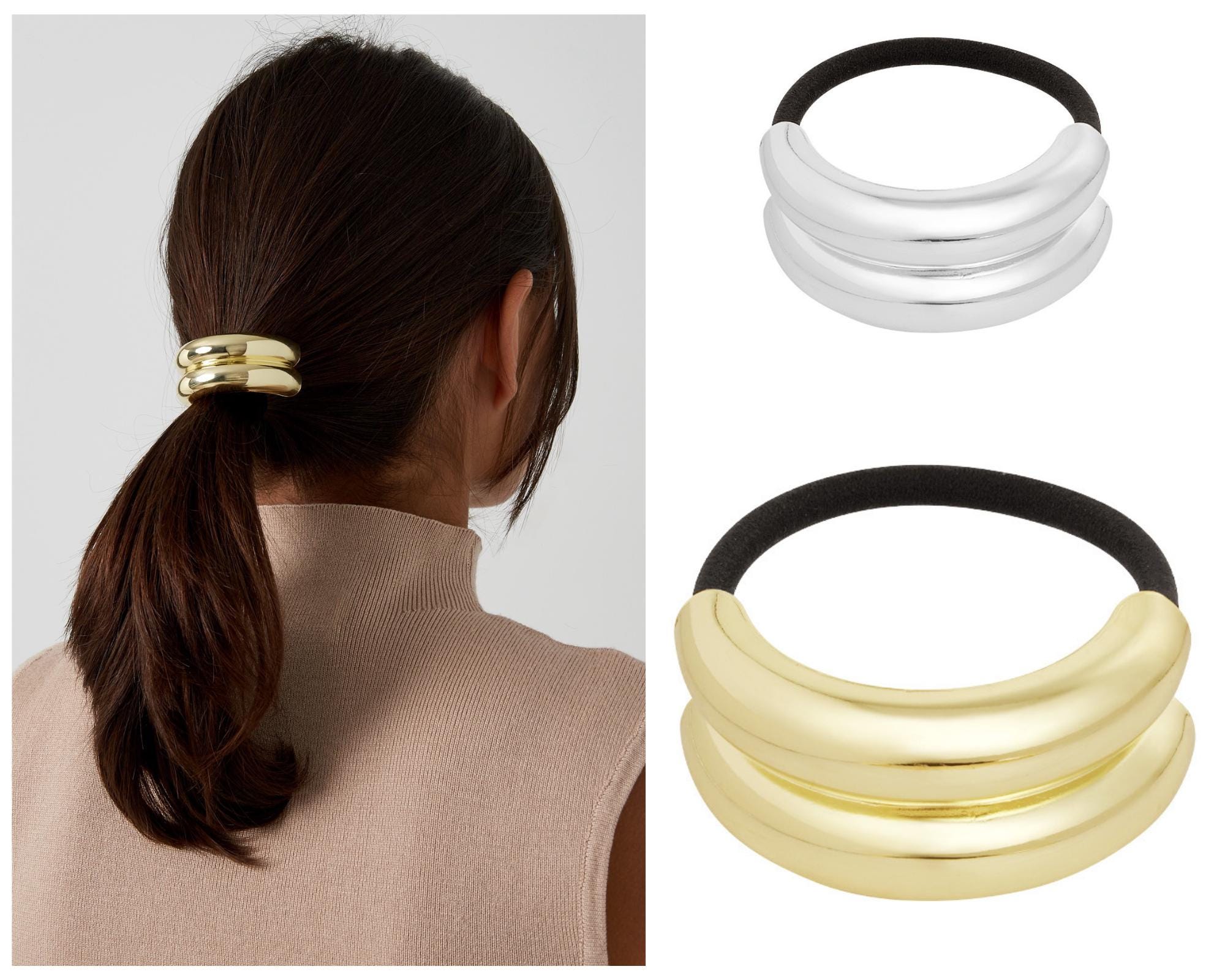 Hair accessories | 18k gold-plated | silver-plated | ponytail | hair cuff | elegant | shiny | hair tie