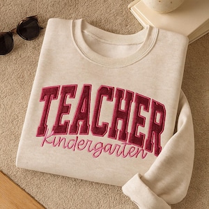 Embroidered Teacher Crewneck Sweatshirt, Custom Appliqué School Teacher Sweatshirt, Personalized Teacher Gifts, Teacher Appreciation Gifts