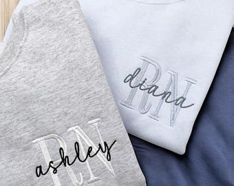 EMBROIDERED NURSE Athletic Block Gemma Sweatshirt Hoodie | Nurse Pullover Crewneck | Gift for Grad | Nursing School Shirt | New Nurse Gift