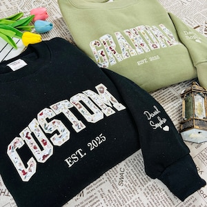 Custom Embroidered Grandma Sweatshirt, Grandma Floral Applique Sweatshirt, Grandma Sweater, Gift For New Grandma, Mother's Day Gift,Mom Gift