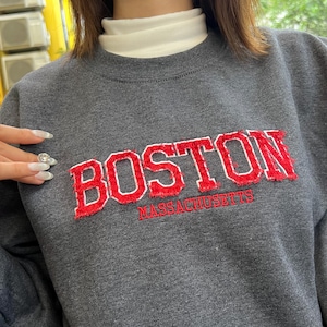 Custom University Ruffled Thread Sweatshirt, Embroidered Filled Varsity Hoodie, Personalized University Crewneck, College, City Sweatshirt