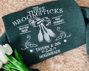 Embroidered Three Broomsticks Sweatshirt: Wizarding World Potter Fan Attire