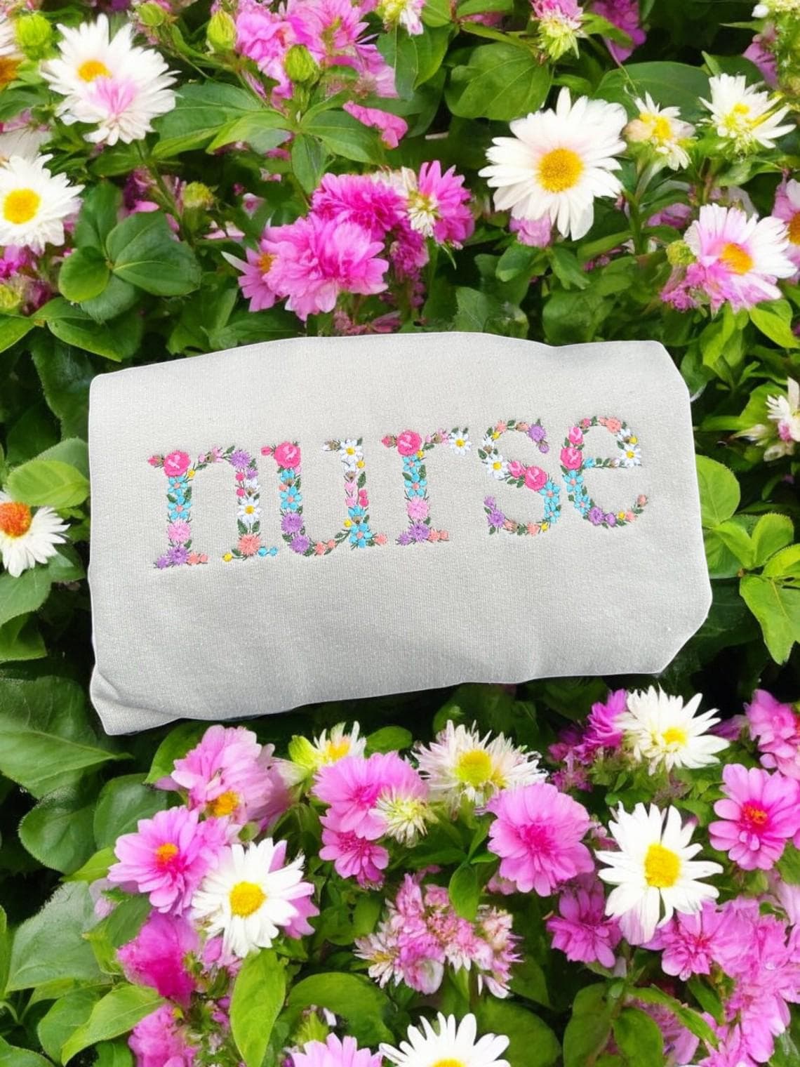 Nurse Sweatshirt, Floral Nurse Embroidered Sweatshirt, Gift for Grad, Proud Nurse Shirt, Nursing School Shirt, New Nurse Gift, Gift for Her