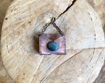 copperVIBES - Copper OOAK Metal Healy Case with Labradorite and Antiqued Chain