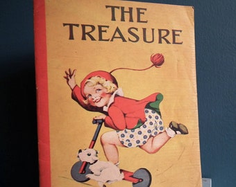 Vintage 1930s children's book - The Treasure - illustrations by Rene Cloke and others - UK publication - coloured frontispiece mice in boat