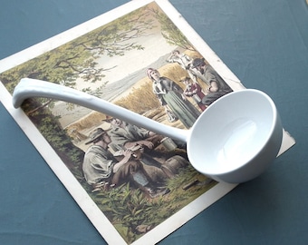 Antique white ceramic ladle - tureen ladle - ironstone ladle - vintage serving ladle - large spoon - antique kitchenalia