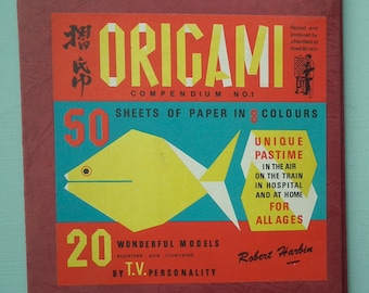 Vintage origami paper pack Origami Compendium No. 1 instructions for 20 models Japanese paper folding Robert Harbin UK TV show 1970s UNSUED