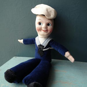 Vintage sailor cloth doll - 1930s cruise ship doll &#39;Oriana&#39; - 30s tourist souvenir doll - possibly Norah Wellings