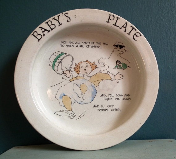 Baby's plate vintage antique nursery ware baby bowl dish Whieldon Ware