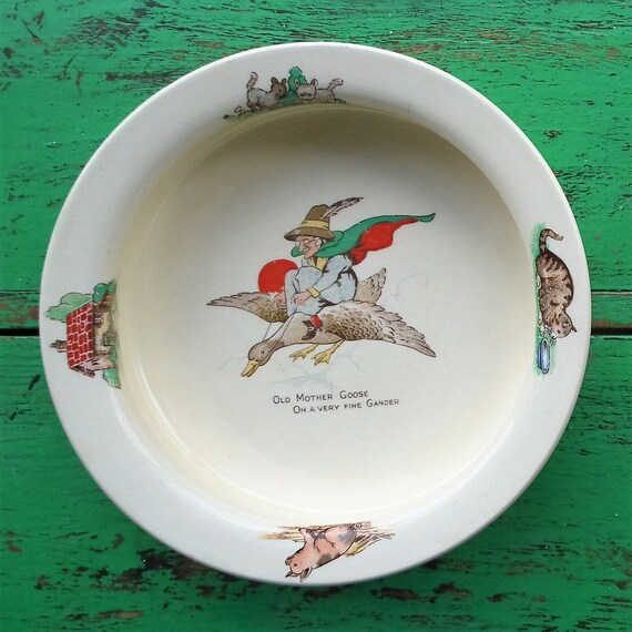 Baby's plate vintage antique nursery ware baby bowl dish Whieldon Ware F Winkle & Co Ltd