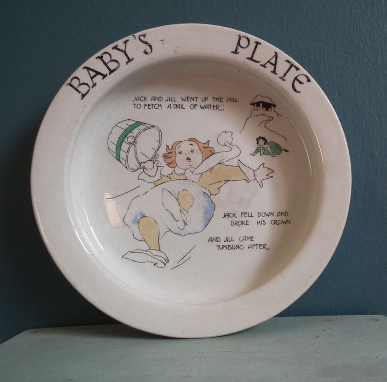 Baby's Plate Vintage Antique Nursery Ware Baby Bowl Dish Whieldon Ware F. Winkle & Co Ltd