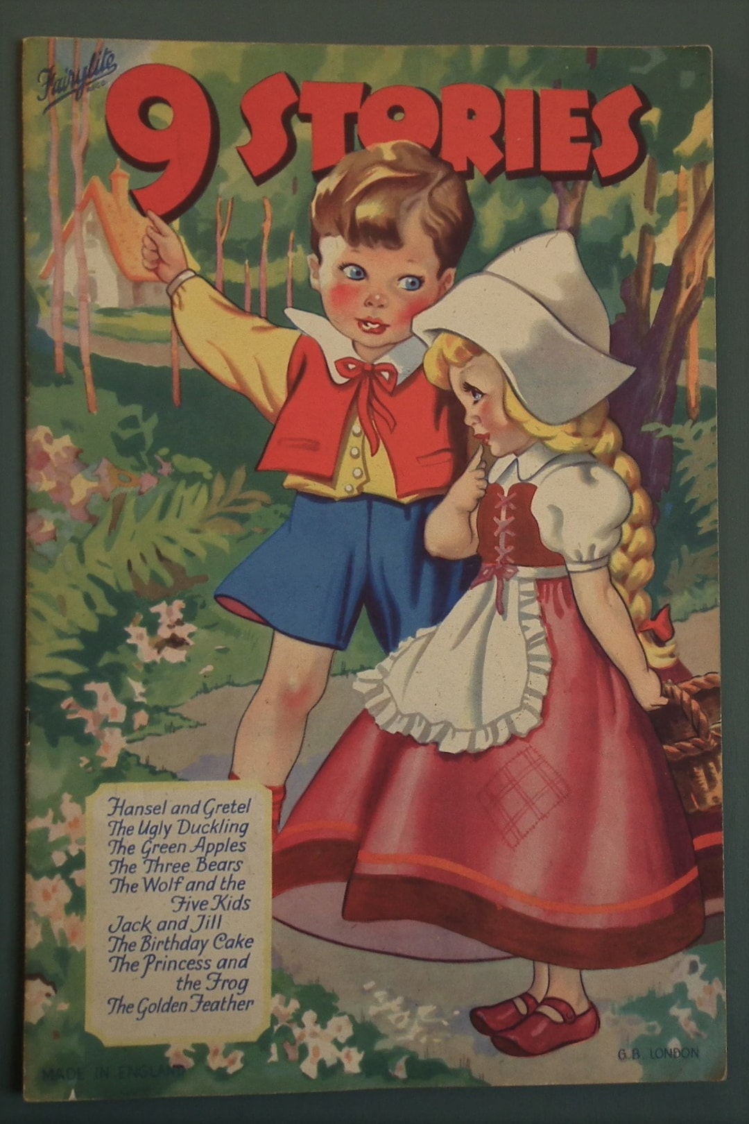 9 Stories Vintage 1940s Children's Book by Fairylite 40s Colour