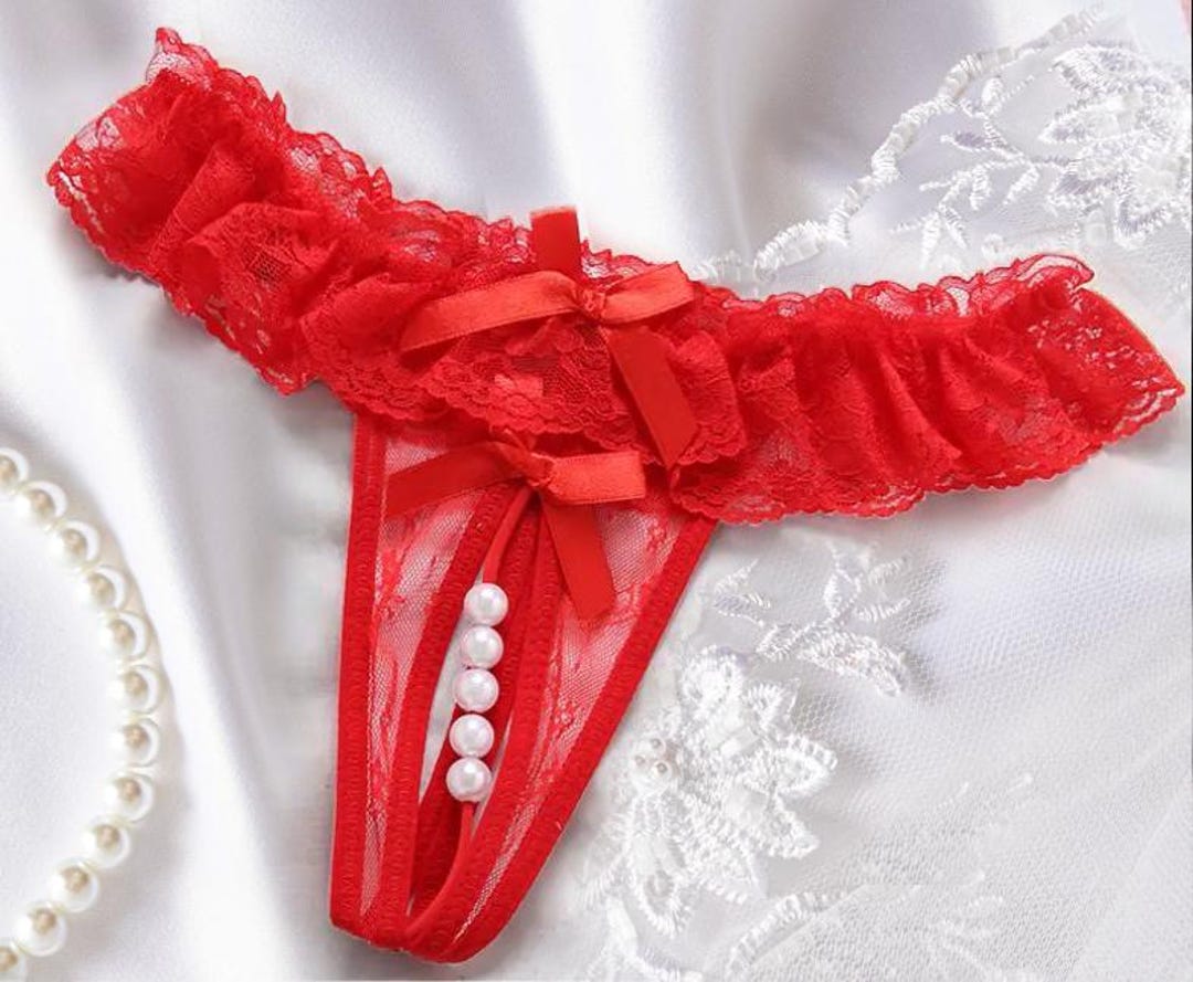 Lace Pearl Thong – Crotchless G-string, Sexy Lingerie - Etsy