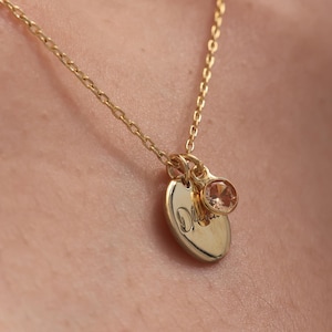 Collar con nombre y piedra de nacimiento, disco de oro y plata de ley, grabado personalizado para mamá, colgante personalizado, esmeralda.