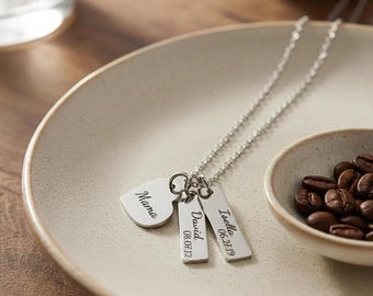 Personalise Heart Mama Necklace with Name Pendants ,  Mama Name Necklace , Gold  Custom  Necklace With Heart,