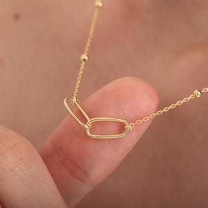 Linked Pendant Necklace • Personalized 14K Rose Gold Sterling Silver Interlocking Pave Necklace for Women • Mothers day , Mom, Grandmom Nana