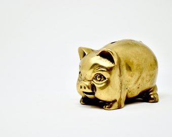 Brass Piggy Bank Etsy - vintage brass piggy bank
