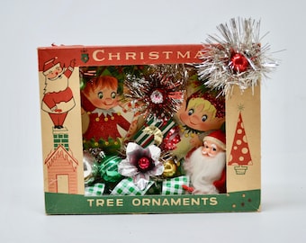 vintage christmas shadowbox santas elves repurposed christmas ornament box decoration - Vintage Christmas Pictures vintage christmas shadowbox santas elves repurposed christmas ornament box decoration - Vintage Christmas Pictures