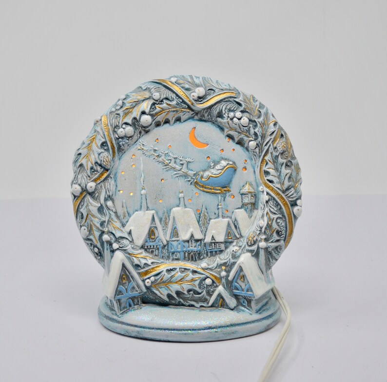 blue ceramic santa