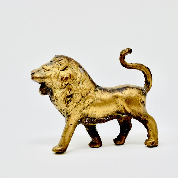 Vintage Brass Lion Figurine 4" Tall