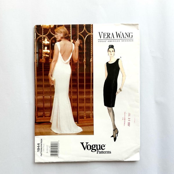 Vogue 1944 Vera Wang Sewing Pattern Close Fitting Lined Dress Bias Drape Size 8-12 UNCUT