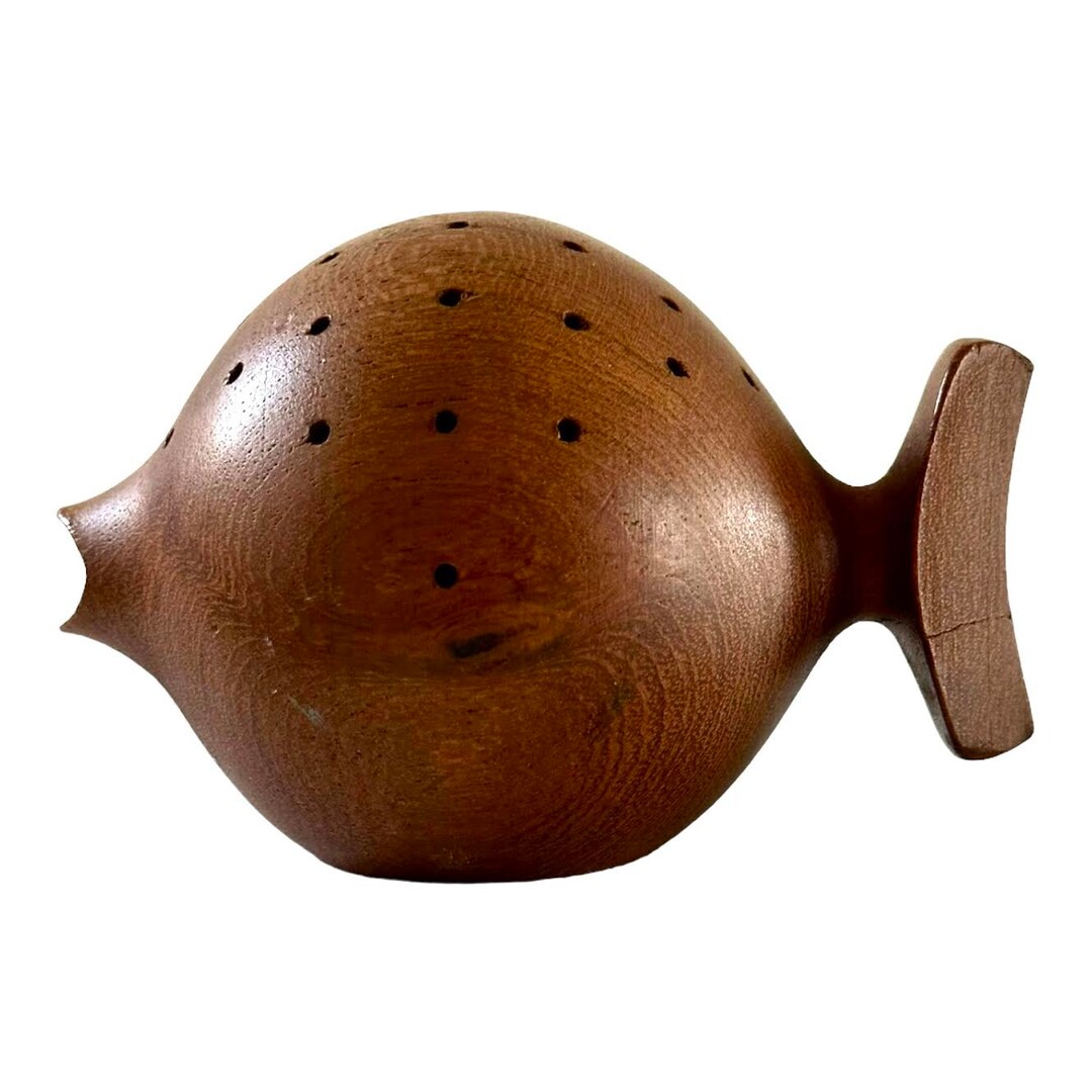 Mid Century Puffer Fish Teak Toothpick Holder Arne Basse Denmark Etsy