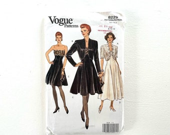 Vintage 1990's Vogue 8229 Sewing Pattern Misses Jacket and Dress Size 8-12 UNCUT