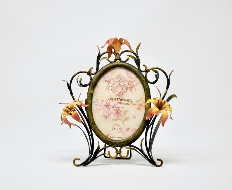 Judith Edwards Designs 3.5 x 5 Metal Floral Tole Frame Shabby Chic Home Decor
