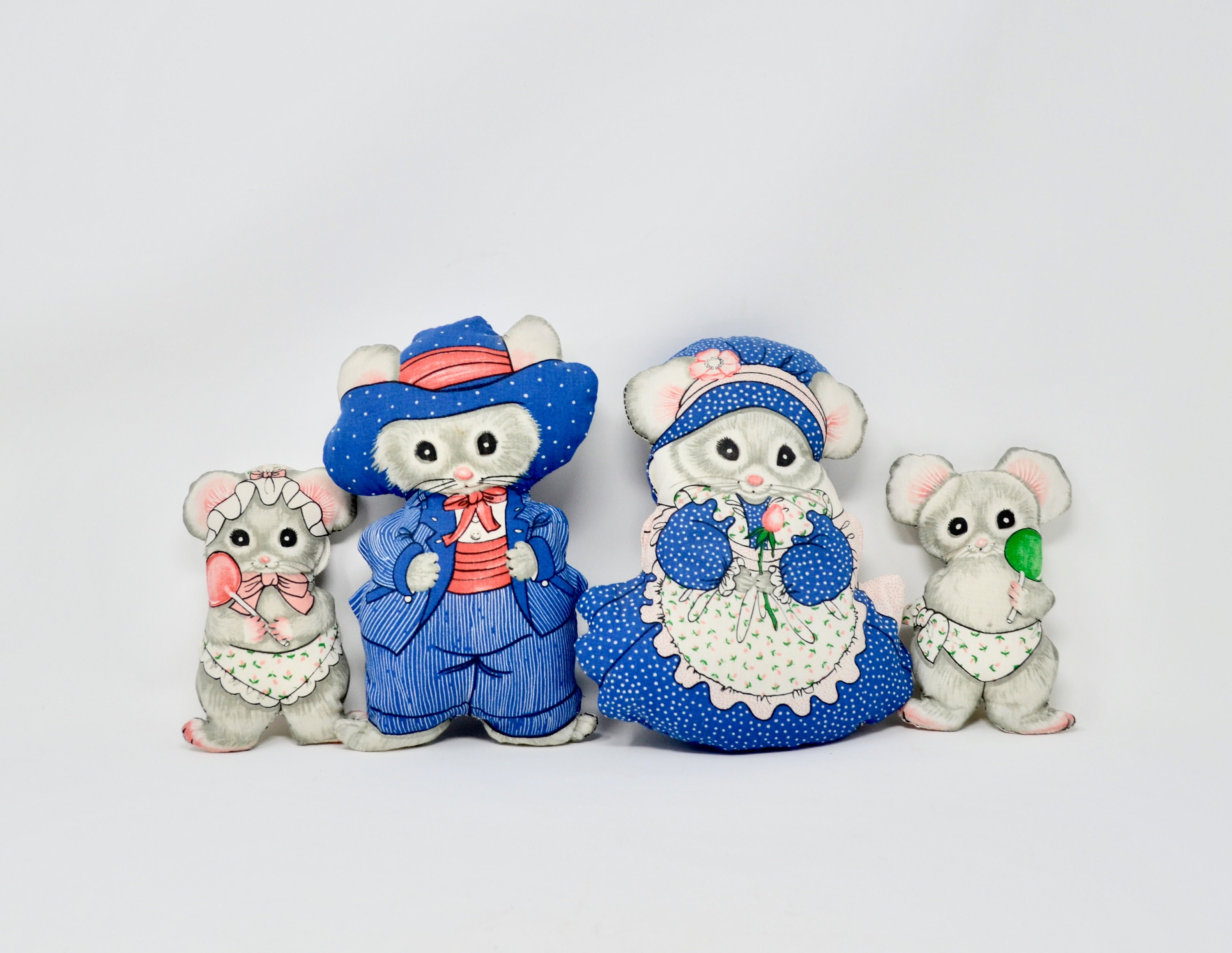 Vintage Handmade Stuffed Mice Family of Four Pillows Made From | Etsy