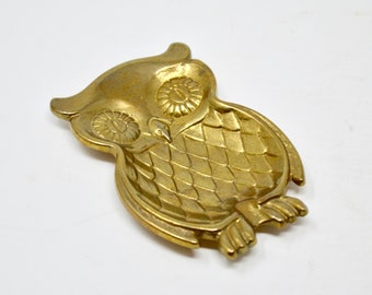 Vintage Brass Owl Ashtray Brass Owl Catch All Dish Tray
