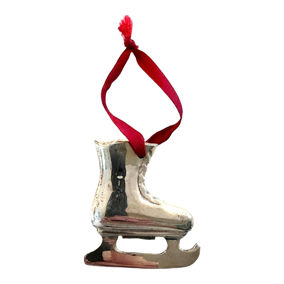 Vintage Restoration Hardware Silver Ice Skate Christmas Tree Ornament
