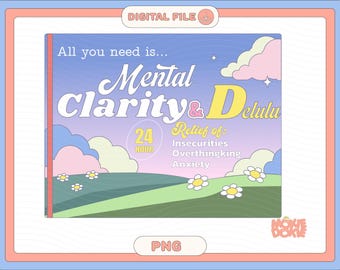 Claridad Mental Delulu PNG, Pegatina Divertida para Tomar Medicamentos, Diseño de Autocuidado (Descarga Digital)