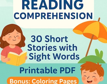 1st Grade Summer Reading Comprehension Worksheets: 30 Stories (PDF Download)