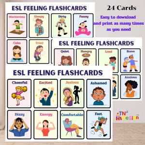 Schede didattiche ESL Feeling, Schede didattiche Kids Emotions, sentimenti per bambini, Schede didattiche Montessori, Schede delle emozioni, Vocabolario delle emozioni