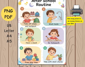 After School Routine Chart for Kids – Visual Schedule Printable – Daily Tasks Checklist – Montessori Style – Calm Transitions Poster