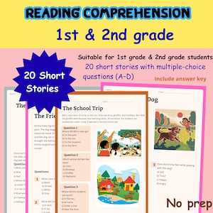Grade 2 Reading Comprehension Worksheet 2nd Grade Homeschool Reading 1st Grade 20 Short Stories with Questions Printable ELA Passages PDF