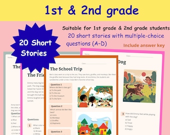 2nd Grade Reading Comprehension Worksheets: 20 Short Stories (PDF Download)