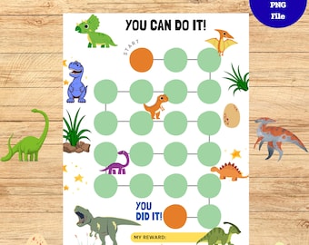 Dinosaur Reward Chart - Sticker Chart - Toddler, Preschool Kids - Potty Training Chart - Behavior Chart - Goals - Printable - No Prep