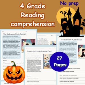 Halloween Reading Comprehension: 4th Grade Literacy Worksheets (PDF Download)