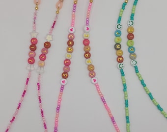 Personalised Beaded Glasses Chain for Kids: Fun Colourful Themes