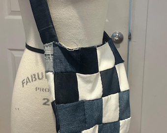 Checker Upcycled Denim Bag