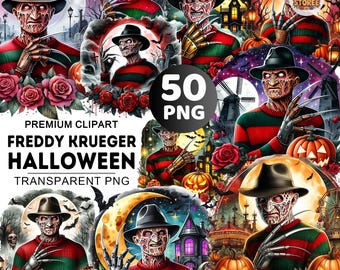 50+ Killer Characters Clipart Bundle, Halloween  Png, Halloween Freddy Krueger Clipart, Halloween Png, Horror Clipart, Slasher Movie Png