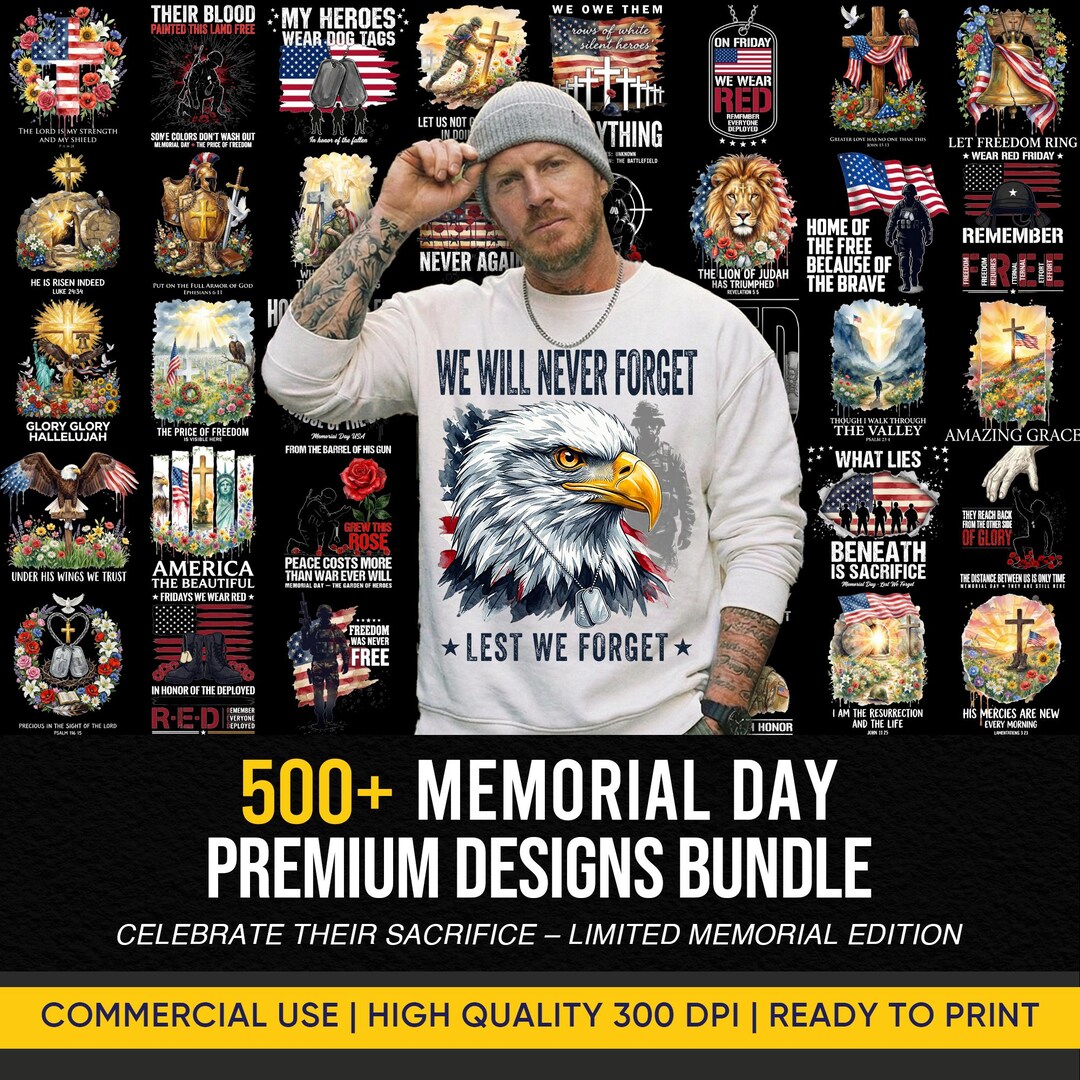 500+ PNG Bundle Memorial Day Png, Honor & Remember Png, American ...